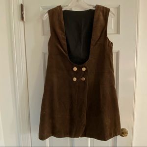 Vintage Mod 60s Long Vest Brown Smooth Corduroy